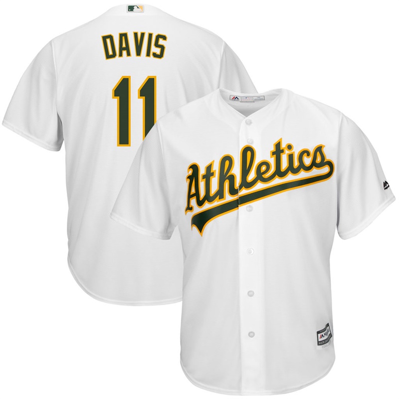 Men Oakland Athletics #11 Rajai Davis Replica Home White Cool Base Jersey