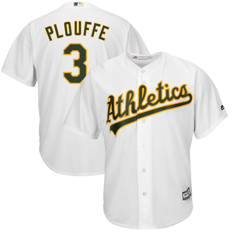 Men Trevor Plouffe #3 Oakland Athletics Replica Home White Cool Base Jersey