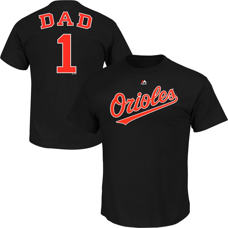 Men Dad #1 Baltimore Orioles 2017 Father's Day Black T-Shirt