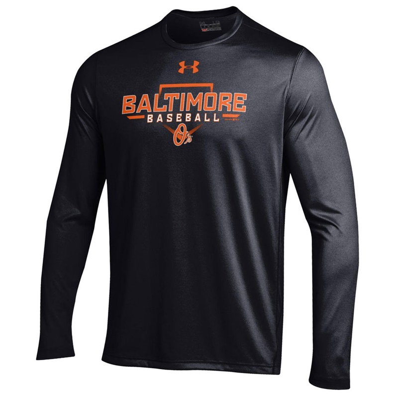 Men Baltimore Orioles Under Armour Tech Long Sleeve Black T-Shirt