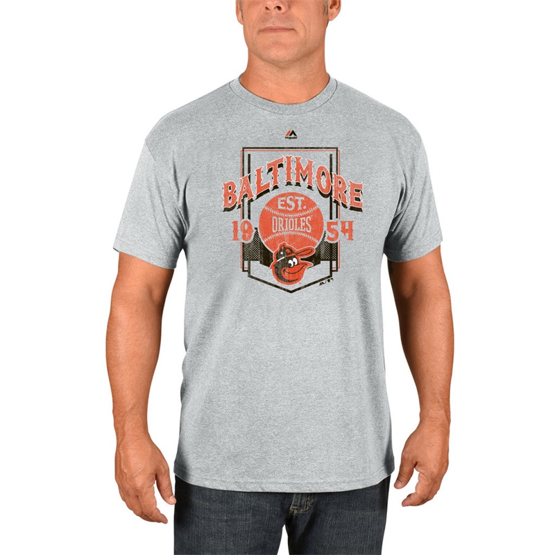 Men Baltimore Orioles Gray Cooperstown Vintage Style T-Shirt