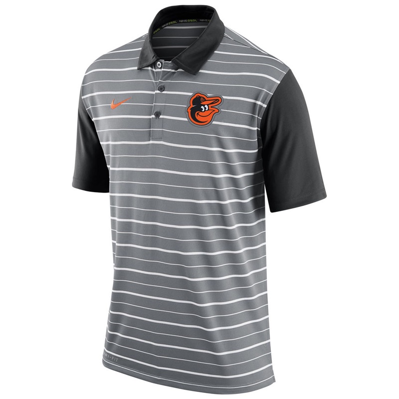 Men Baltimore Orioles Gray Dri-FIT Stripe Polo Shirt