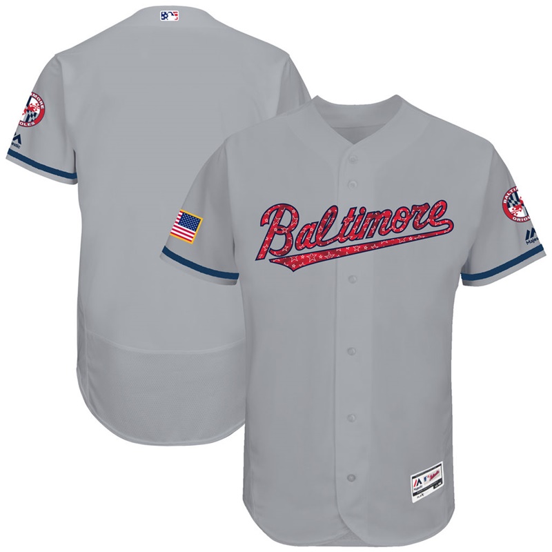 Independence Day Men Baltimore Orioles Gray 2017 Stars & Stripes Flex Base Team Jersey