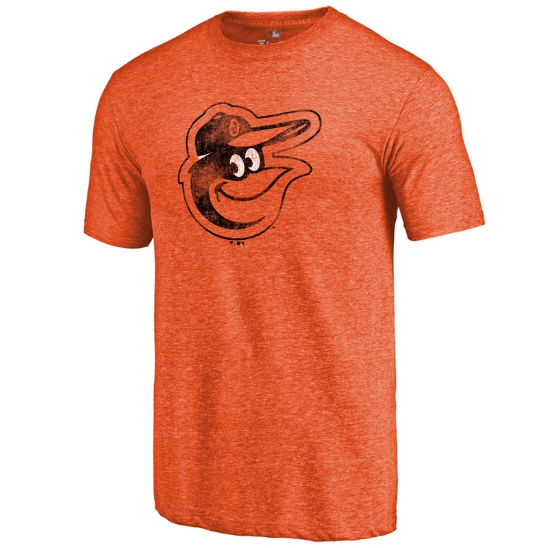 Men Baltimore Orioles Tri-Blend Distressed Team Orange T-Shirt