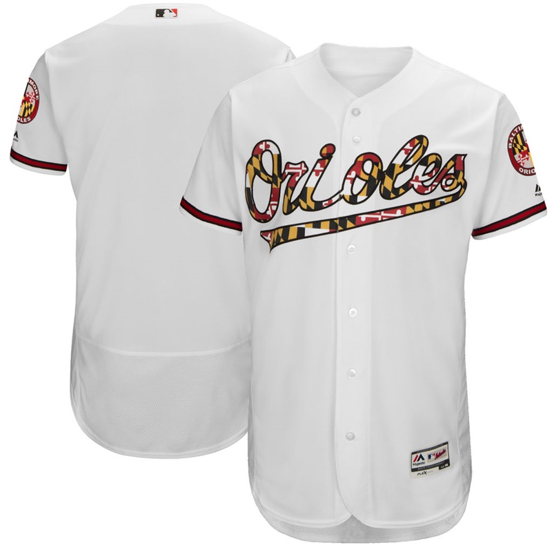 Men Baltimore Orioles White Preakness Flex Base Team Jersey