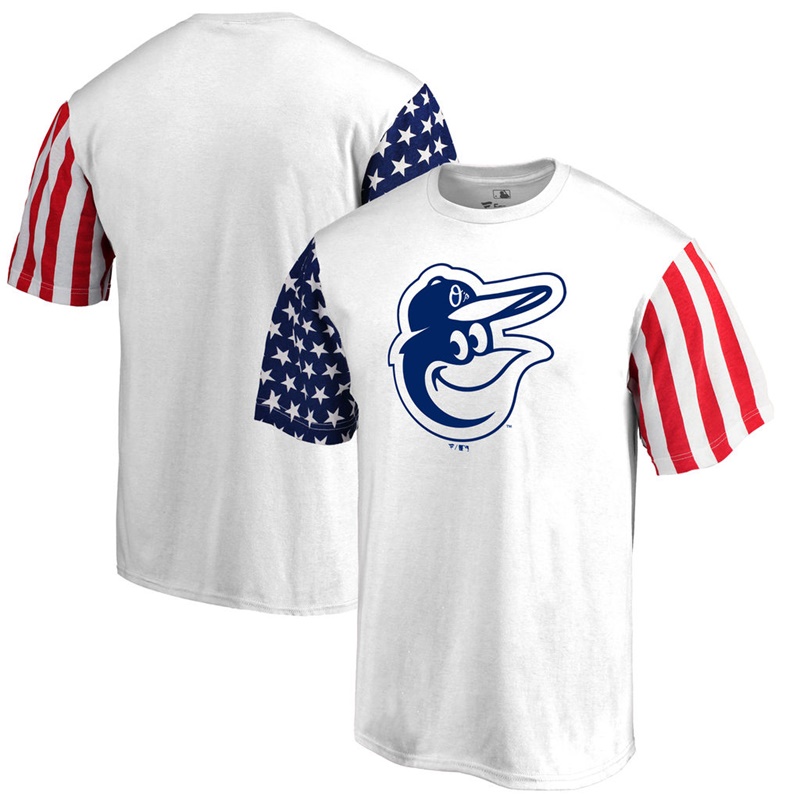 Baltimore Orioles White Stars & Stripes T-Shirt -  Men