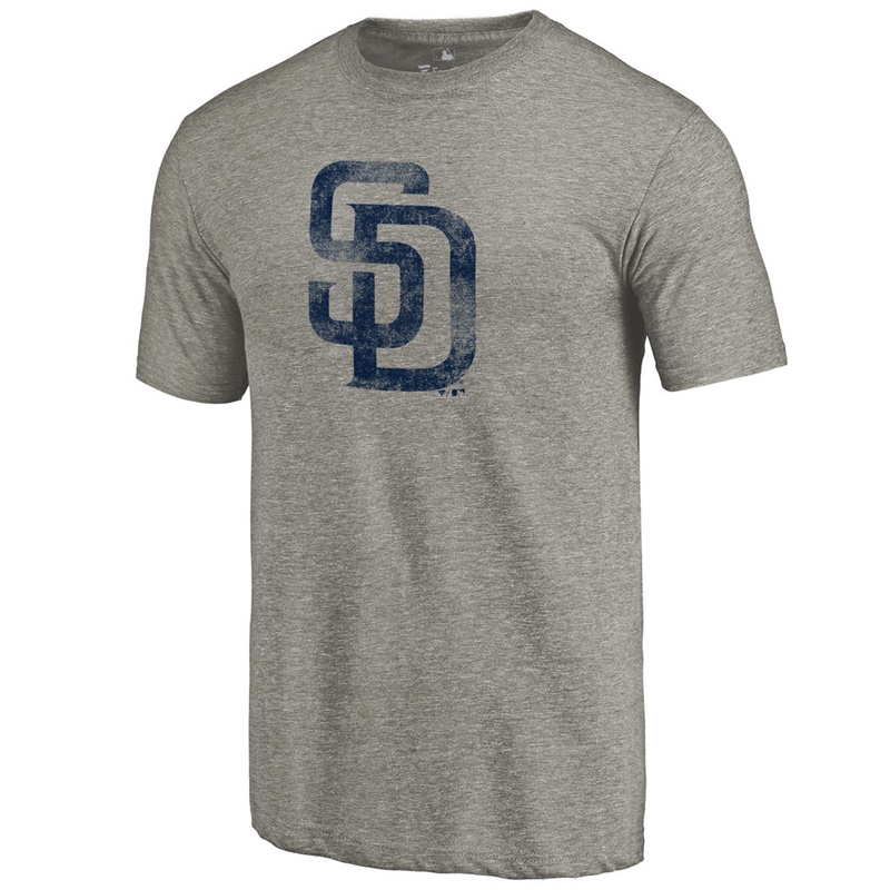 Men San Diego Padres Tri-Blend Distressed Team Ash T-Shirt