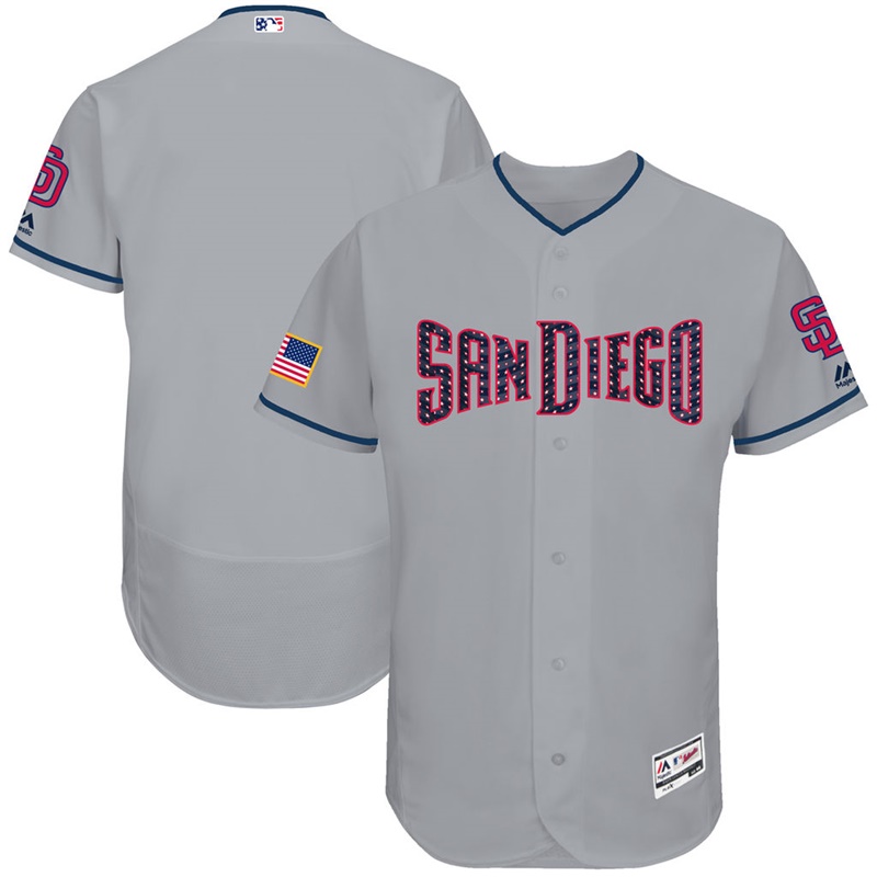 Independence Day Men San Diego Padres Gray 2017 Stars & Stripes Flex Base Team Jersey