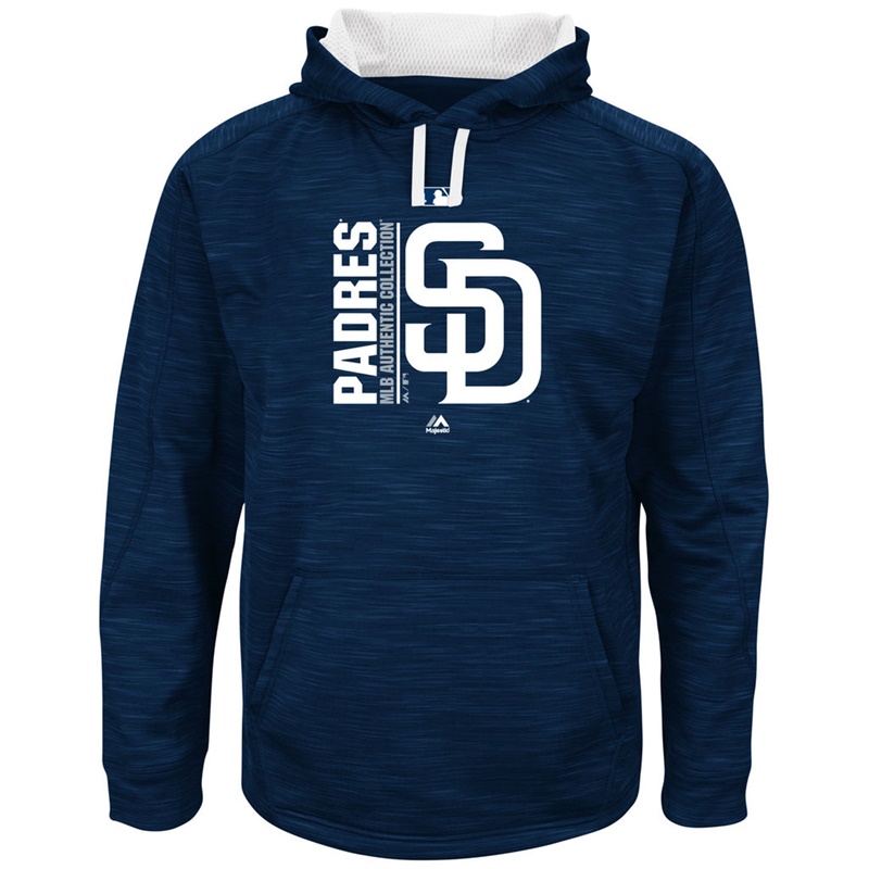 Men San Diego Padres Navy Authentic Team Icon Streak Fleece Pullover Hoodie