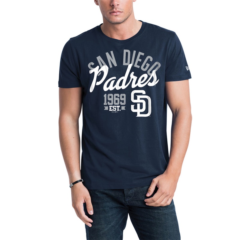 Men San Diego Padres Navy Script Jersey T-Shirt