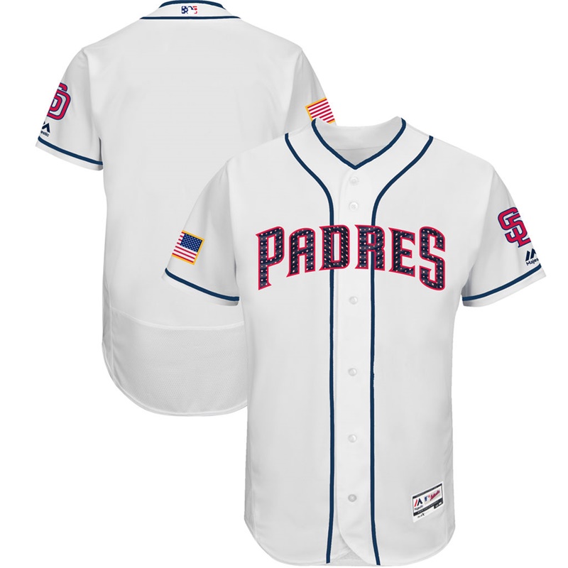 Independence Day Men San Diego Padres White 2017 Stars & Stripes Flex Base Team Jersey