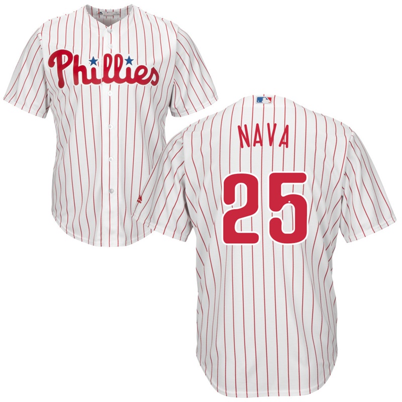 Men Philadelphia Phillies #25 Daniel Nava Home White Cool Base Jersey