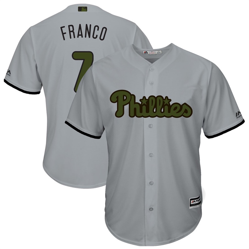 Men 2017 Memorial Day Philadelphia Phillies #7 Maikel Franco Gray Cool Base Jersey