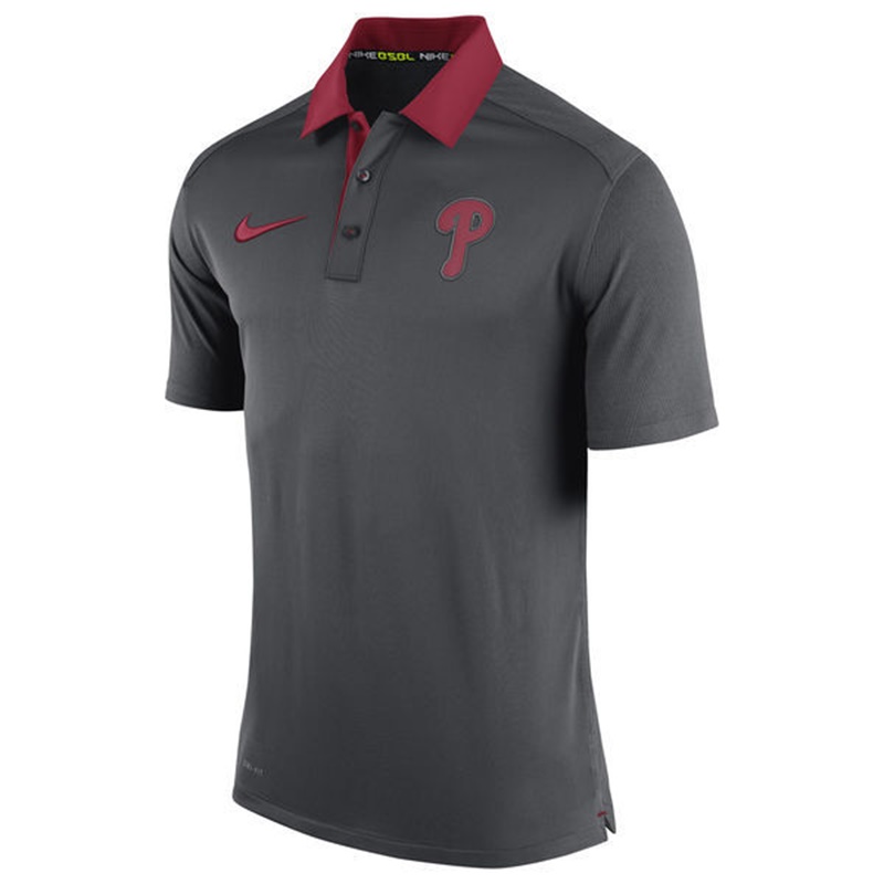 Men Philadelphia Phillies Anthracite Authentic Dri-FIT Elite Polo Shirt