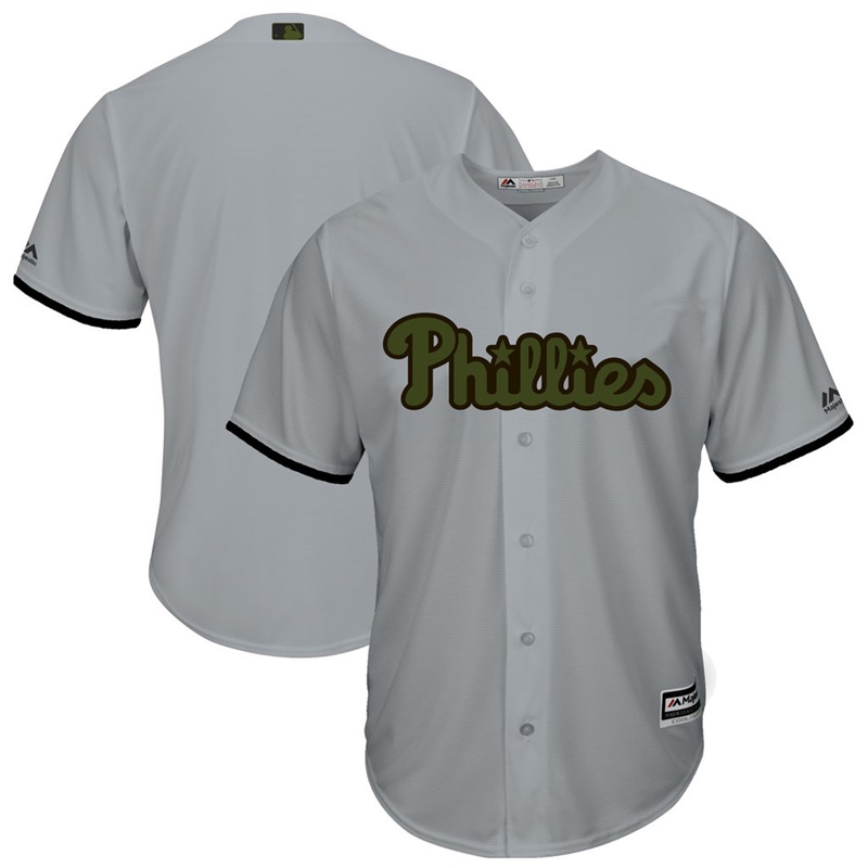 2017 Memorial Day Philadelphia Phillies Men Gray Cool Base Team Jersey