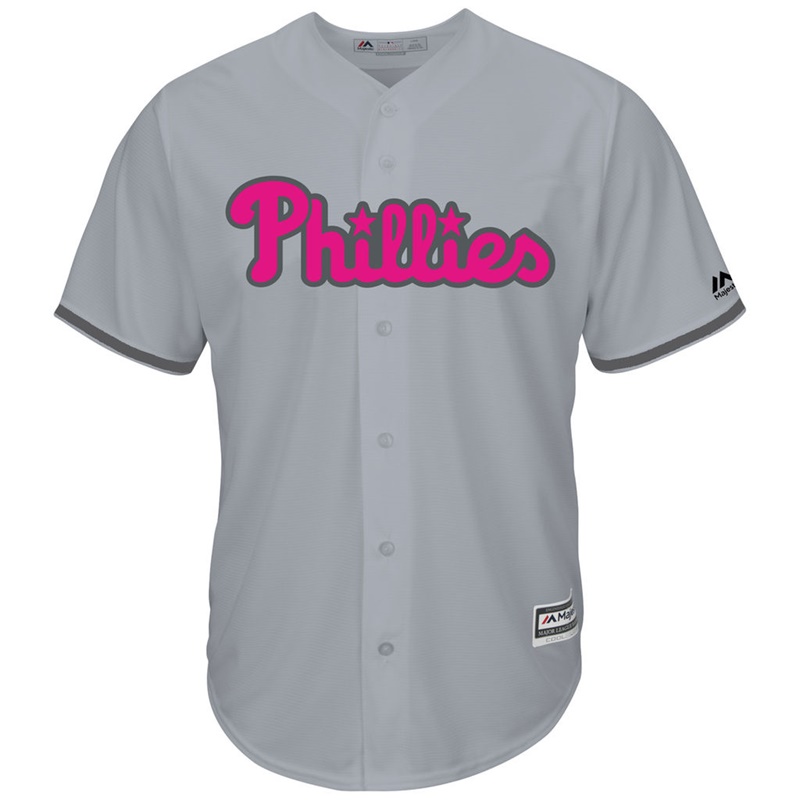 2017 Mother's Day Philadelphia Phillies Men Gray Cool Base Replica Jersey