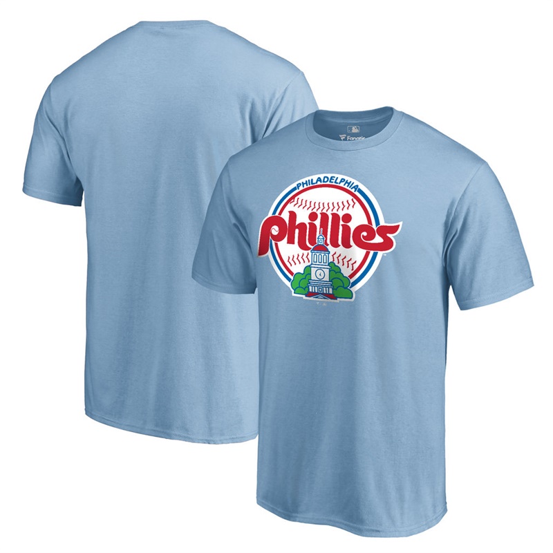 Men Philadelphia Phillies Light Blue Cooperstown Collection Forbes T-Shirt