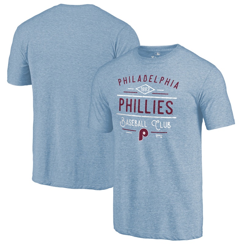 Philadelphia Phillies Light Blue Tri-Blend Doubleday T-Shirt - Men