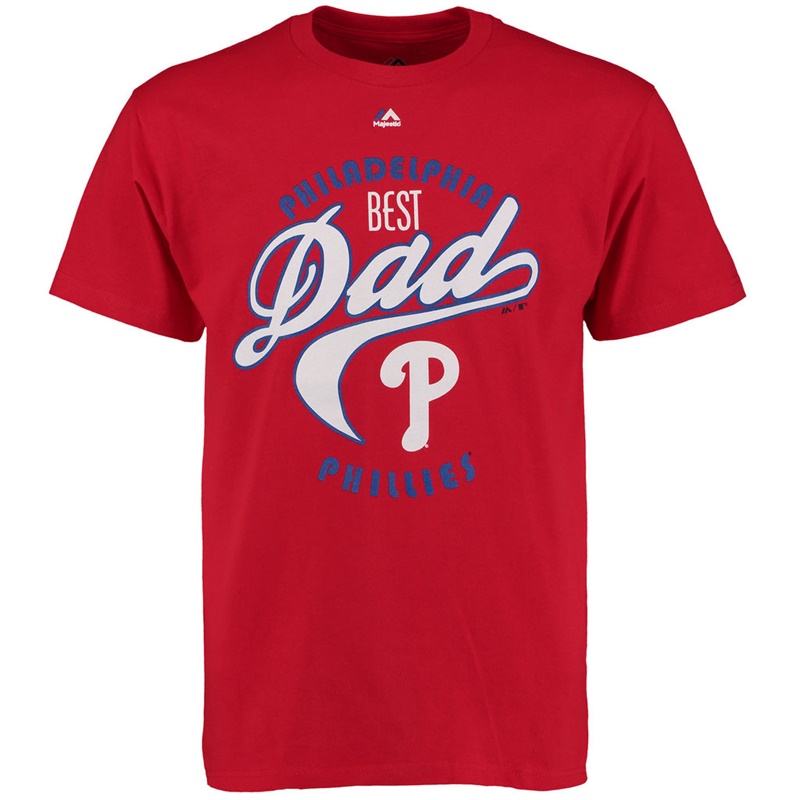 Men Best Dad Philadelphia Phillies Red T-Shirt