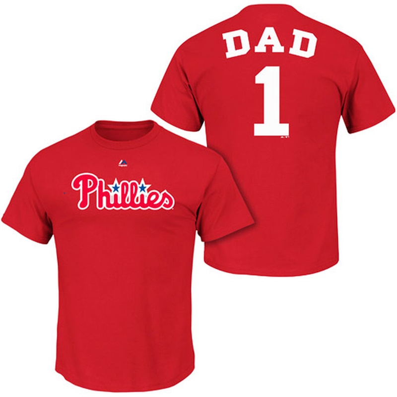 Men Big & Tall Philadelphia Phillies Dad #1 Red T-Shirt