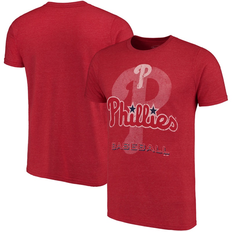 Men Philadelphia Phillies Red Visionary Tri-Blend T-Shirt