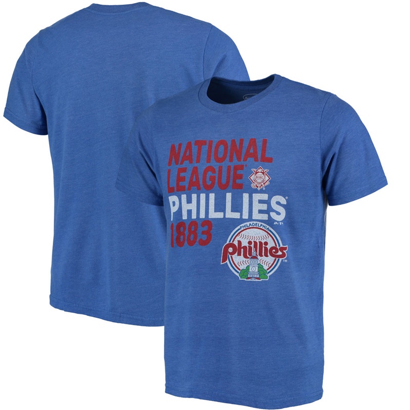 Men Philadelphia Phillies Royal Throwback Cooperstown Collection Tri-Blend T-Shirt