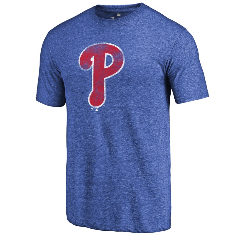 Men Philadelphia Phillies Tri-Blend Distressed Team Royal T-Shirt