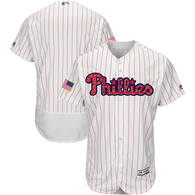 Independence Day Men Philadelphia Phillies White 2017 Stars & Stripes Flex Base Team Jersey