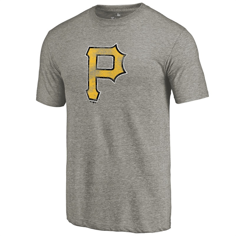 Men Pittsburgh Pirates Tri-Blend Distressed Team Ash T-Shirt