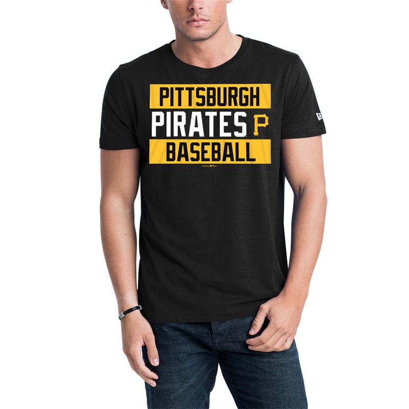 Men Pittsburgh Pirates Black Bars Jersey T-Shirt