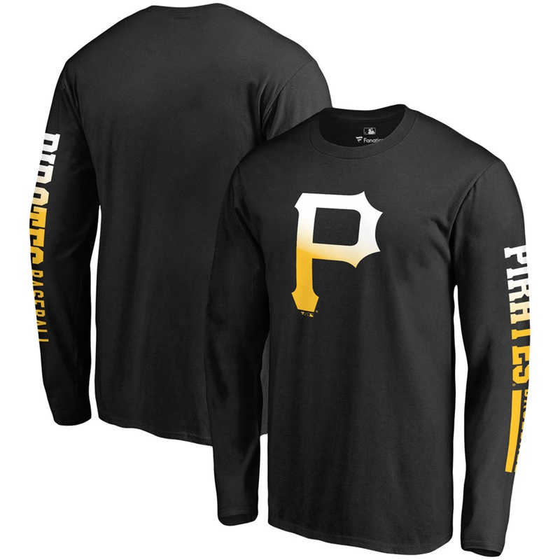 Men Pittsburgh Pirates Black Gradient Logo Long Sleeve T-Shirt