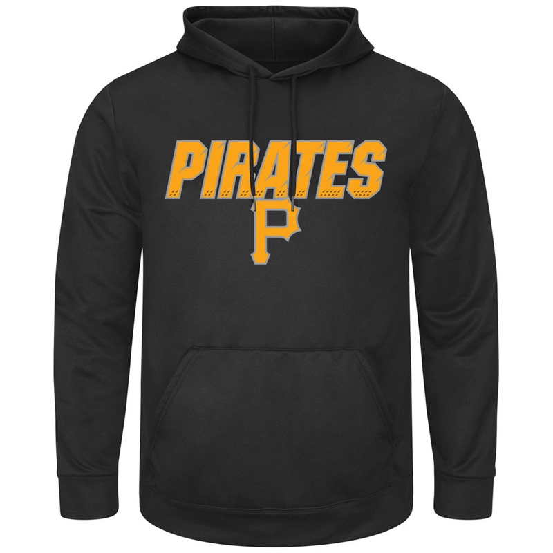 Men Pittsburgh Pirates Black Synthetic Fleece Pullover Hoodie