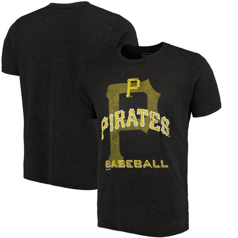 Men Pittsburgh Pirates Black Visionary Tri-Blend T-Shirt