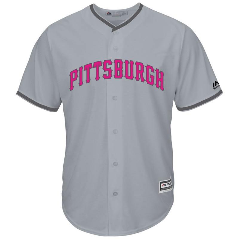 2017 Mother's Day Pittsburgh Pirates Men Gray Cool Base Replica Jersey