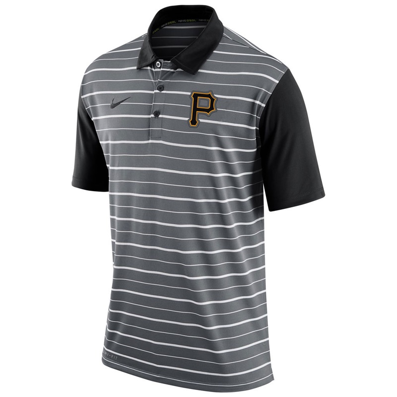 Men Pittsburgh Pirates Gray Dri-FIT Stripe Polo Shirt