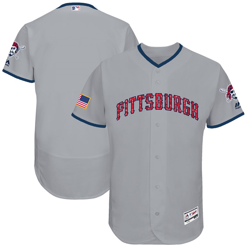 Independence Day Men Pittsburgh Pirates Gray 2017 Stars & Stripes Flex Base Team Jersey