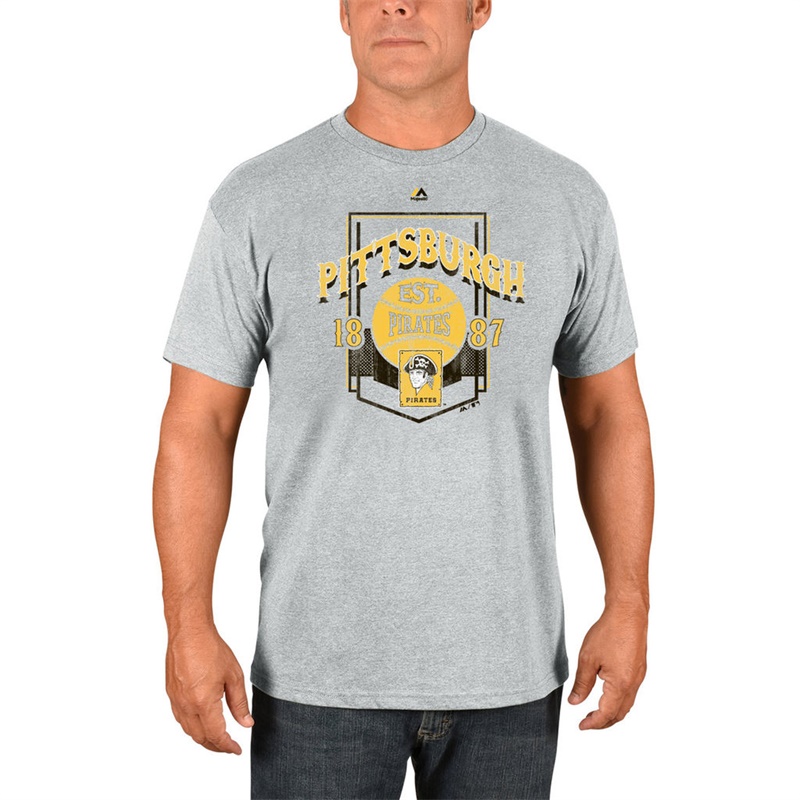 Men Pittsburgh Pirates Gray Vintage Style T-Shirt