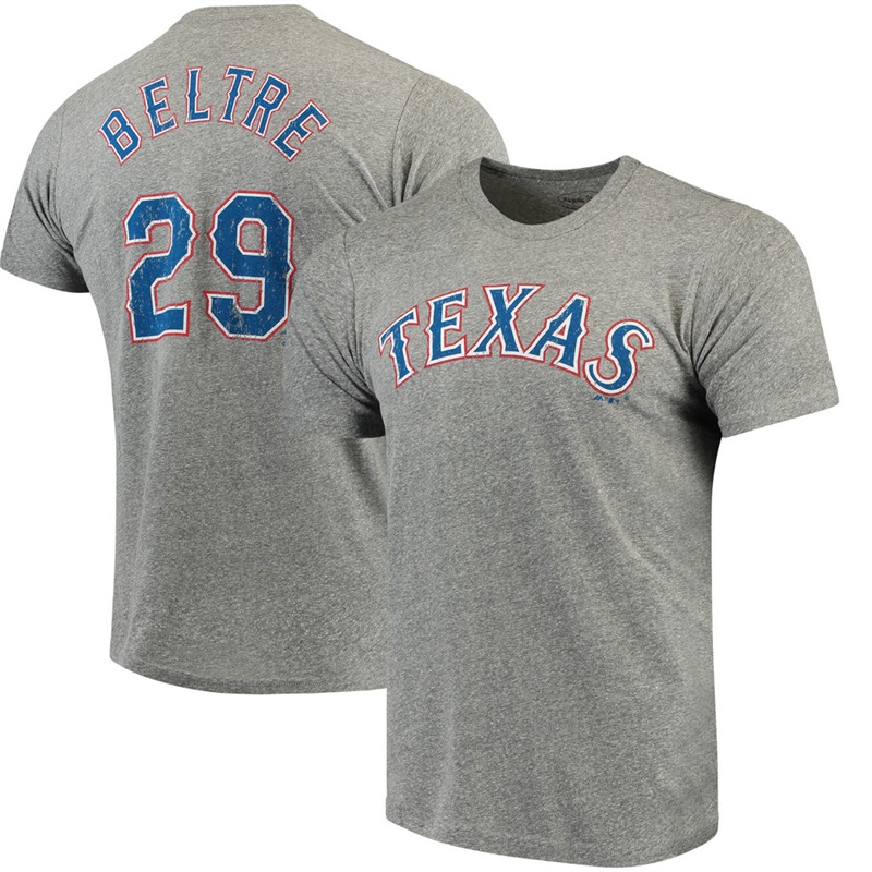 Men Texas Rangers Adrian Beltre Tri-Blend Name & Number Gray T-Shirt