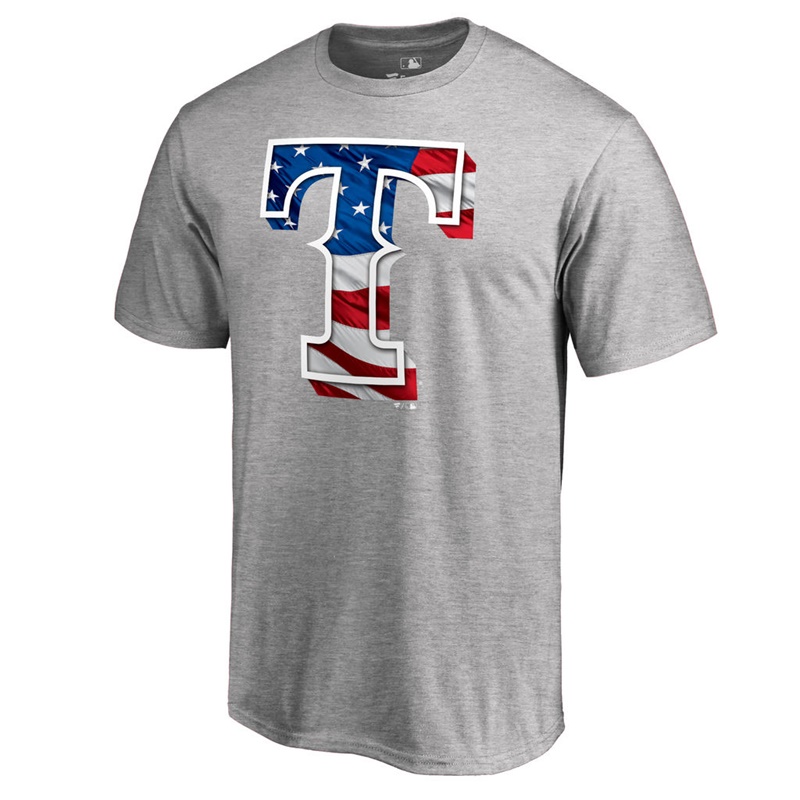 Men Texas Rangers Big & Tall Banner Wave II Ash T-Shirt