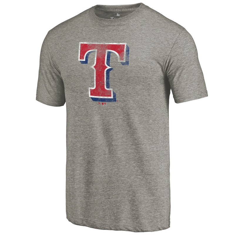 Men Texas Rangers Tri-Blend Distressed Team Ash T-Shirt