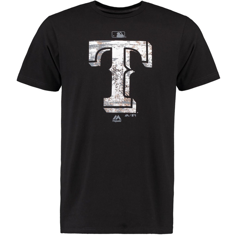 Texas Rangers Black Clubhouse Fashion Foil T-Shirt -  Men