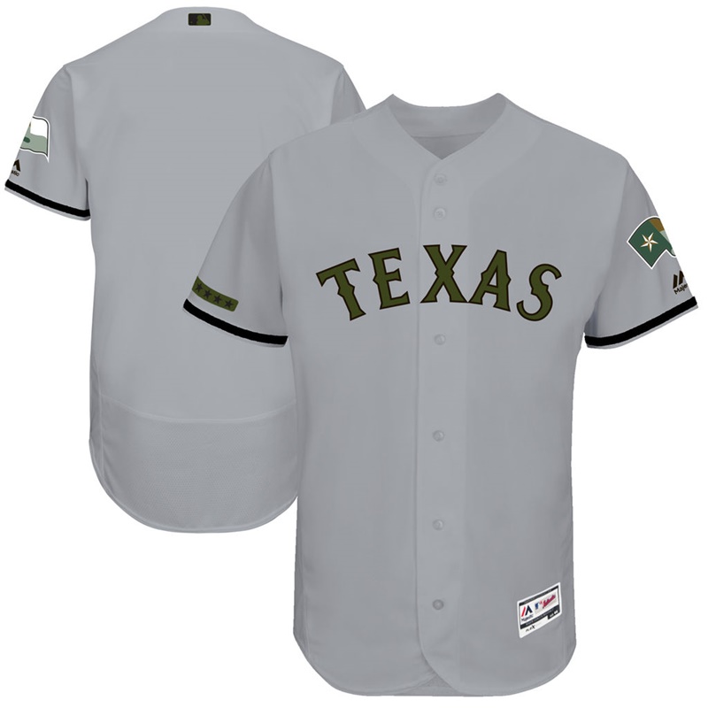 2017 Memorial Day Men Texas Rangers Gray Flex Base Team Jersey