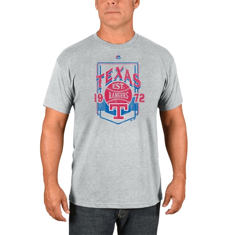 Men Texas Rangers Gray Cooperstown Vintage Style T-Shirt