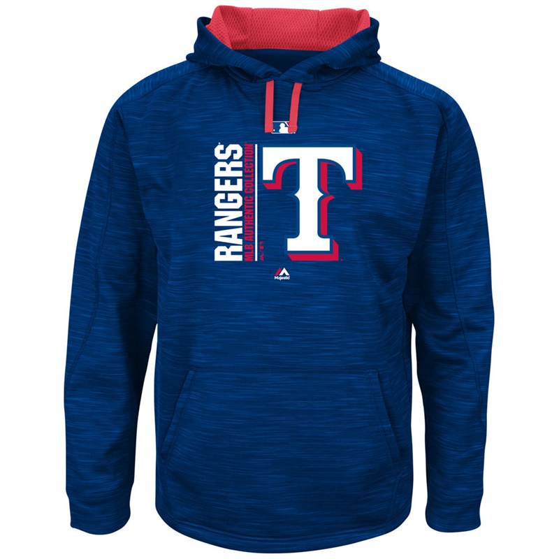 Men Texas Rangers Red Authentic Team Icon Streak Fleece Pullover Hoodie