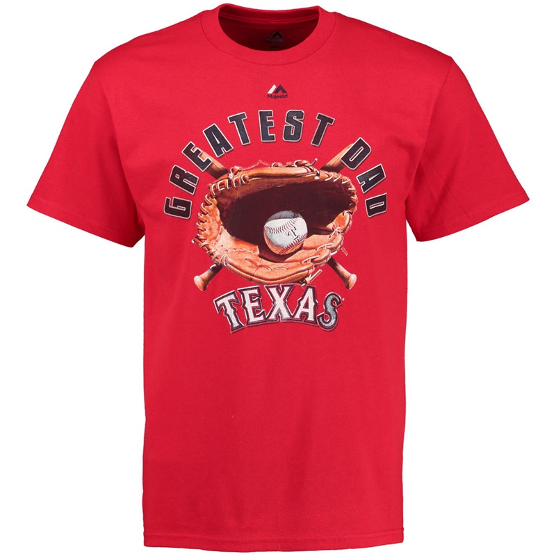 Men Greatest Dad II Texas Rangers Red T-Shirt