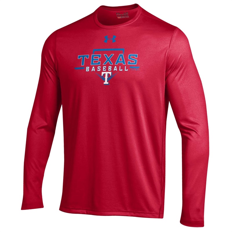 Men Texas Rangers Under Armour Tech Long Sleeve Red T-Shirt