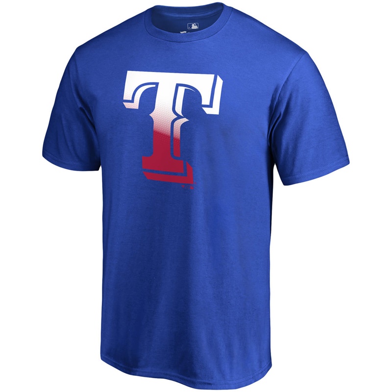 Men Texas Rangers Royal Gradient Logo T-Shirt