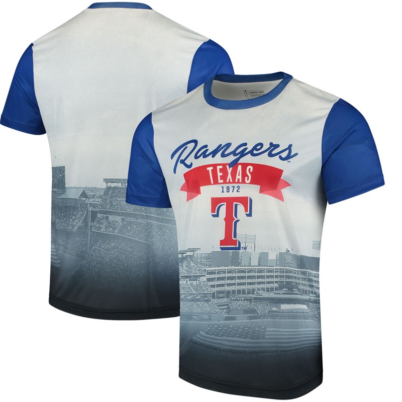 Texas Rangers Royal Outfield Photo T-Shirt -  Men