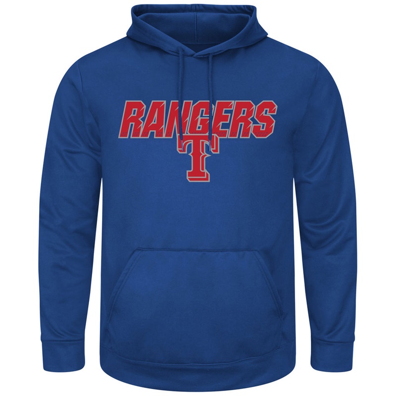 Men Texas Rangers Royal Synthetic Fleece Pullover Hoodie