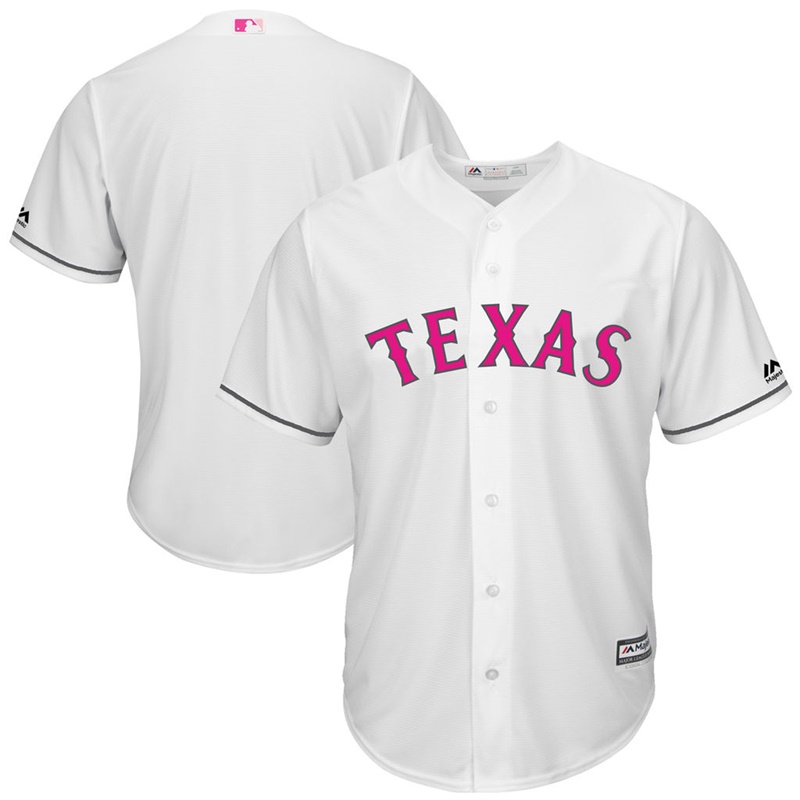 2017 Mother's Day Texas Rangers Men White Cool Base Replica Jersey